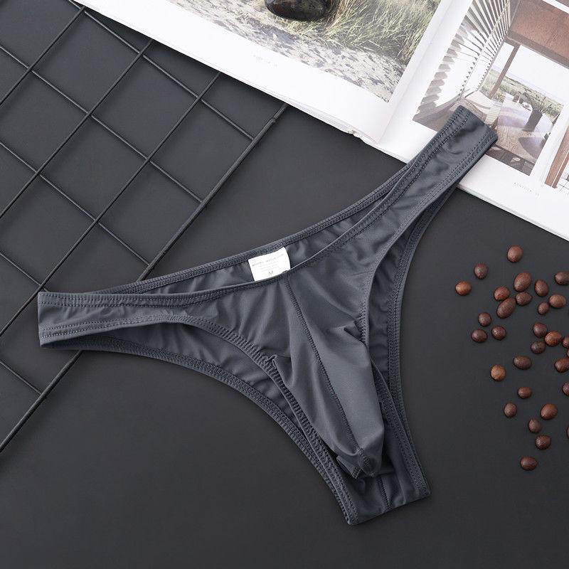 Penis Pouch Briefs Men Sexy Underwear Ice Silk Semi-Transparent Underpants Bulge Bag Panties Male See Through Bikini Trunks