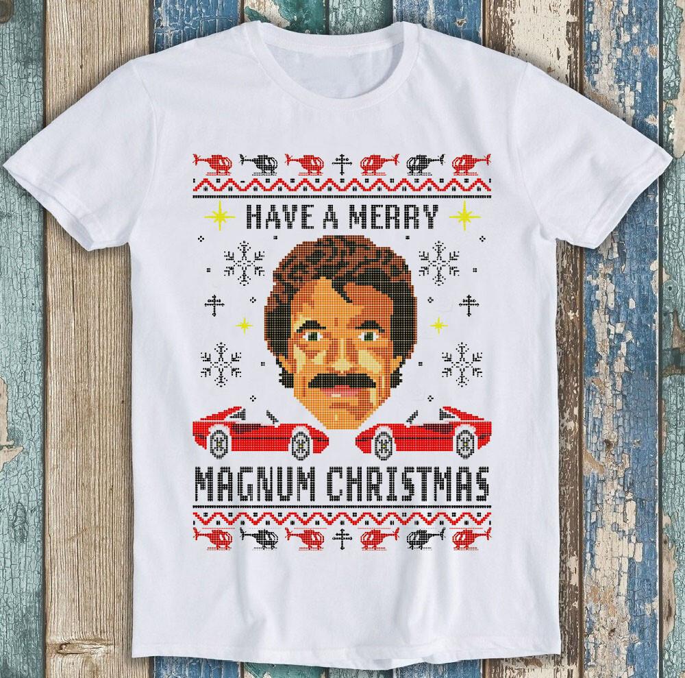 Magnum PI Christmas Tom Selleck Xmas 80s Best Seller Funny Gift Tee T Shirt 1792
