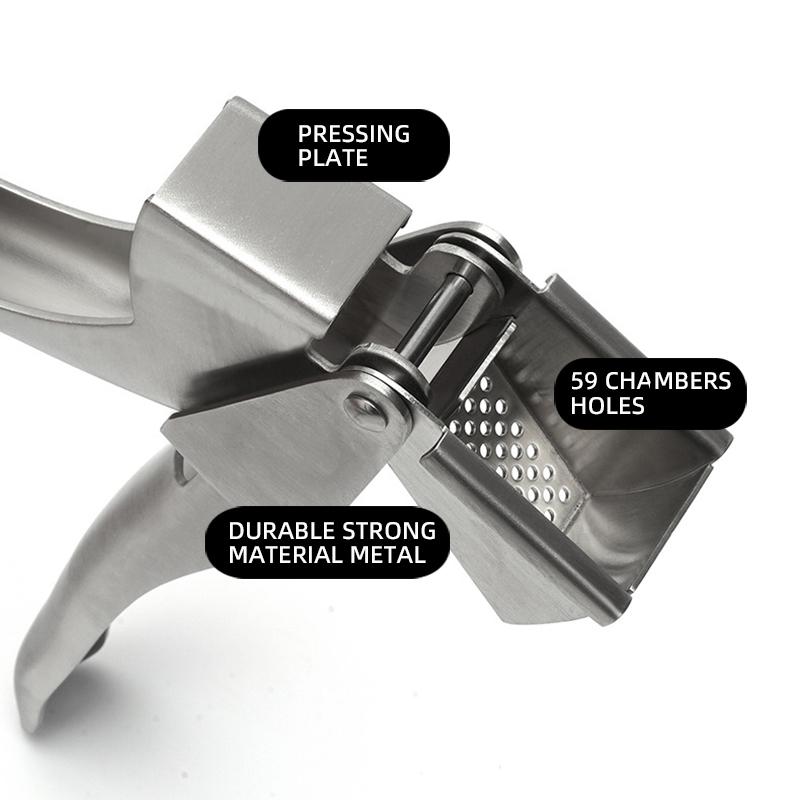 Lis na česnek, drtič česneku z nerezové oceli 304, odolný proti korozi, odolný mlýnek na česnek se čtvercovým otvorem, kuchyňské náčiní