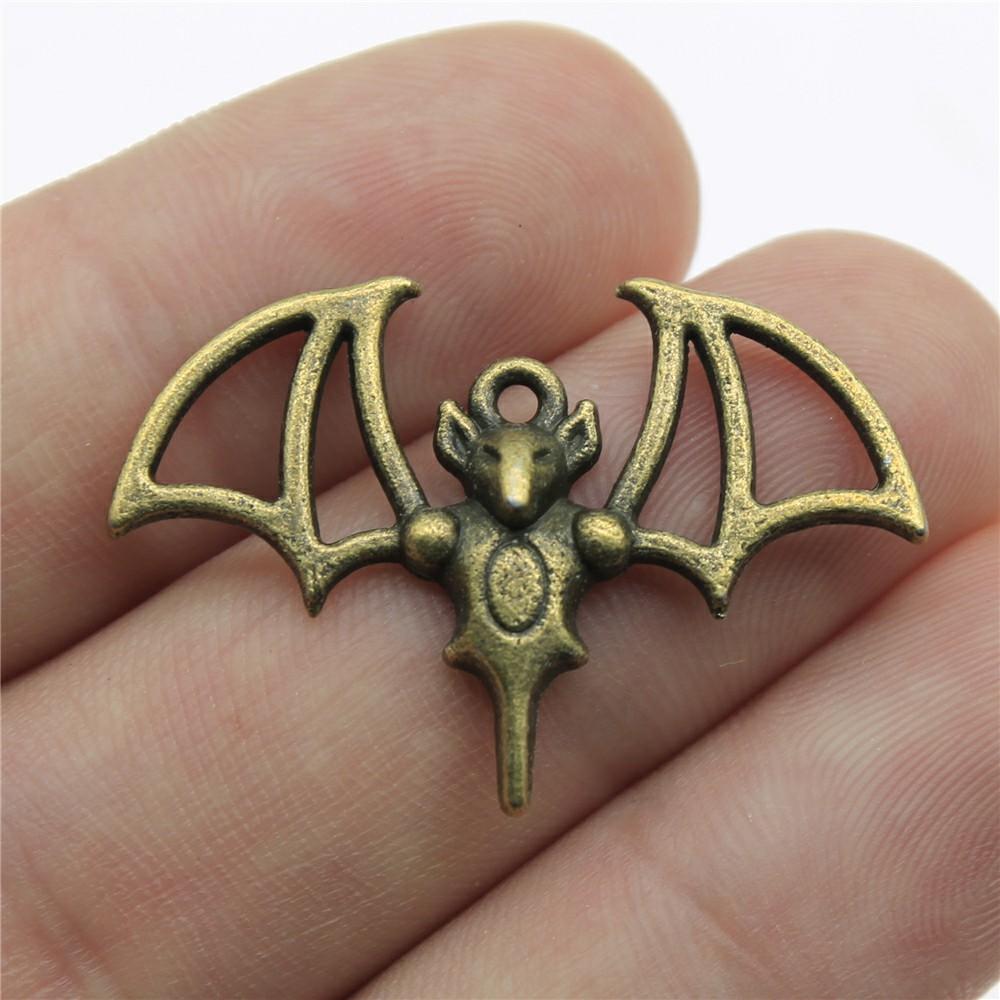 20pcs Charms Halloween Fly Bat Antique Bronze Silver Color Pendants DIY Crafts Making Findings Handmade Tibetan Jewelry