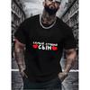 European Sizes Men'S Casual T-shirt | Russian Text  with Red Hearts Print, Street Style, Fashion Daily Wear, Crew Neck, Regular Sleeve, Lightweight