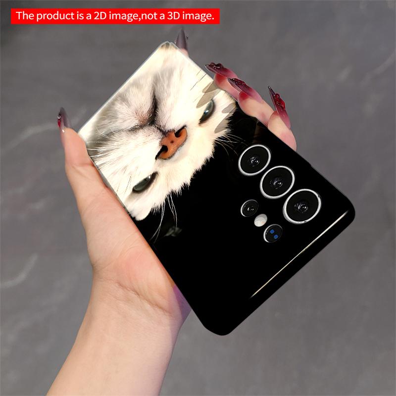 2DFlat Samsung phone case Upward Gaze White Cat Phone Case Applicable to Galaxy S23 S24 S25ULTRA S26 A12 A14 A15 A16 A54 A55