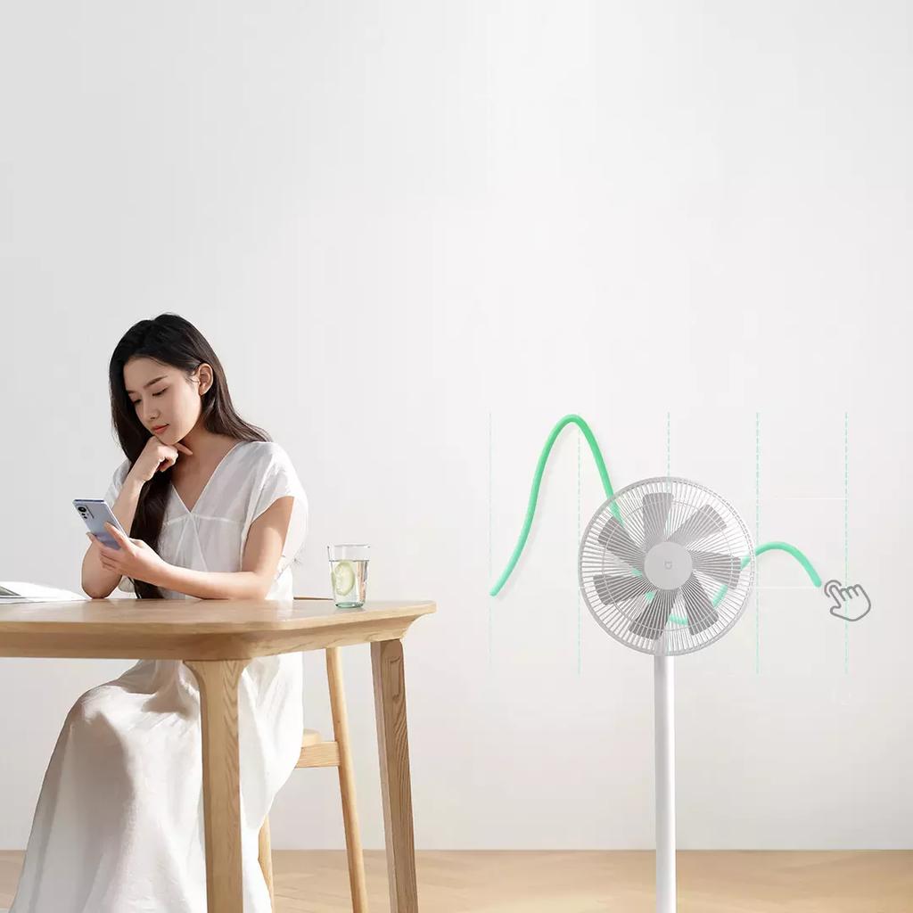 Ventilatore da Pavimento Inverter DC Intelligente MIJIA 1X Aggiornato Con 7 Pale, Flusso d'Aria Grandangolare a 140°, Basso Rumore 25,6dB, Supporto Power Bank