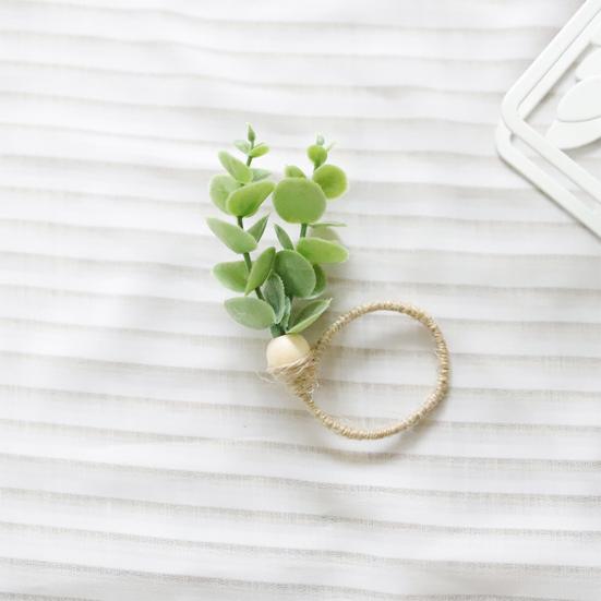 6 ks Sponky na ubrousky Falešný list Provázková dekorace Dřevěná korálka Boho