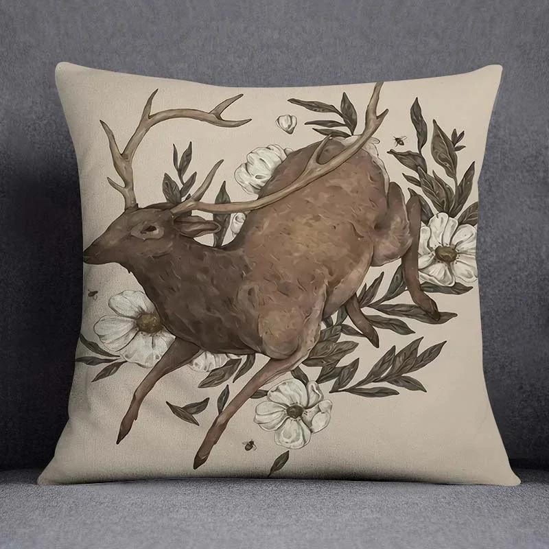 Forest Animal Series Decorative Pattern Pillowcase Living Room Sofa Bedroom Home Decoration Pillowcase Car Decoration Cushion