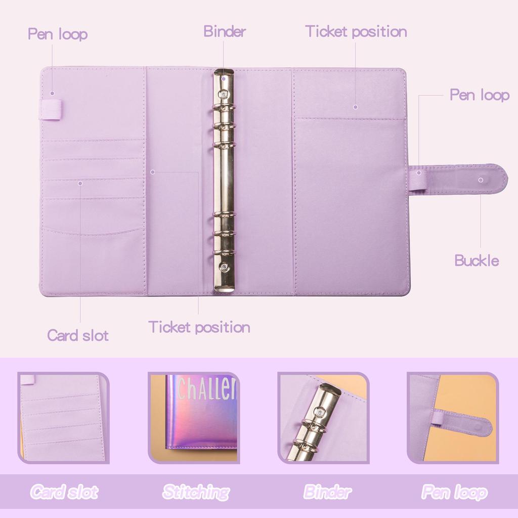 Cross-Border Exclusive Savings Challenge Loose-Leaf Notebook with 1-100 Cash Envelope Card Film