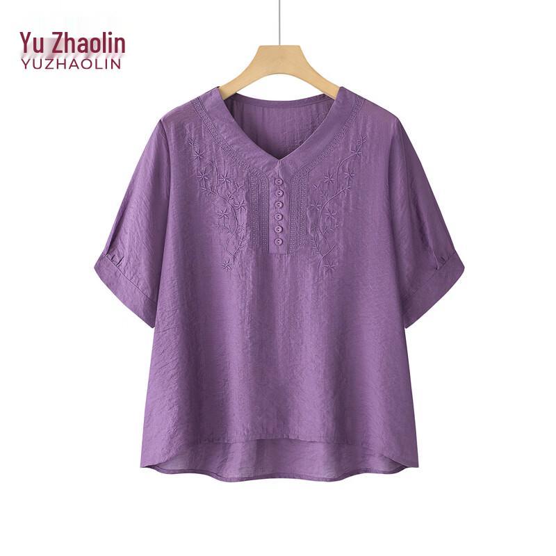 Женская короткорукавная футболка Yuzhaolin из хлопка и льна 2XL