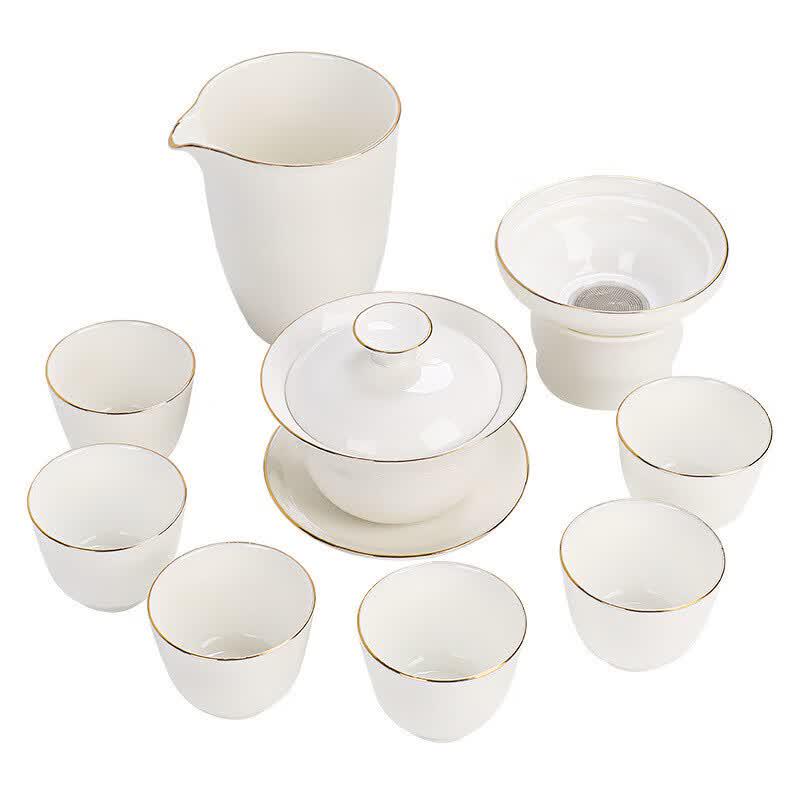 Chaxun Mutton Fat Jade Ceramic Gongfu Tea Set