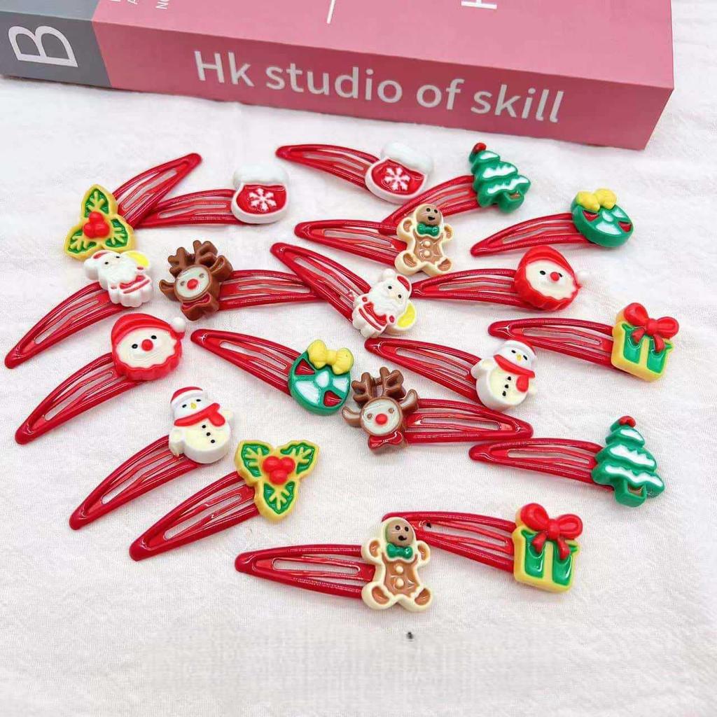 Festliche Weihnachtsmann- & Schneemann-Rote BB-Haarspange für Neujahr und Weihnachten.