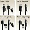 240W 4-in-1 Fast Charging Spring Data Cable Retractable Multi USB Type-C To Lightning Type-C for Phone Tablet