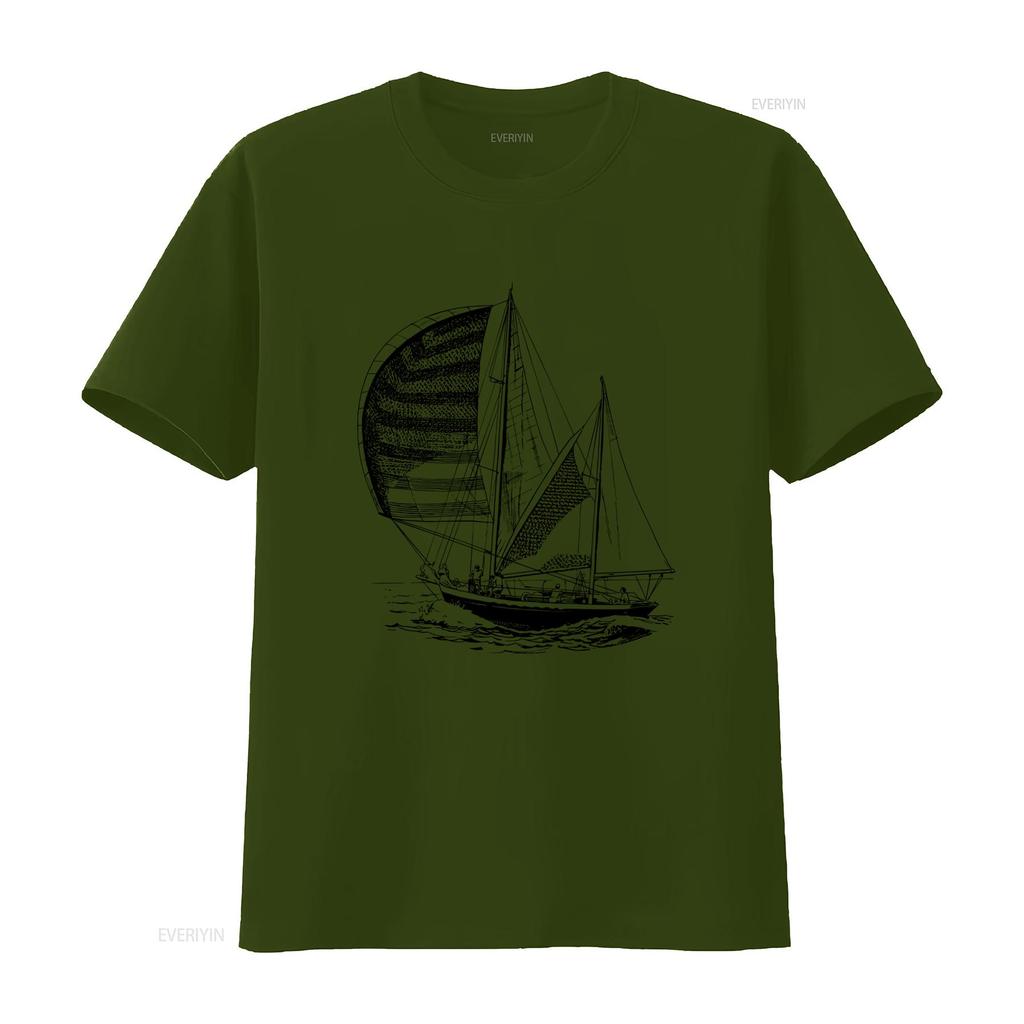Sailboat Under Sail T Shirt for Men and Women Sailing Boat Print Nautical Yachting Design Sailor Yachtman Style Available In