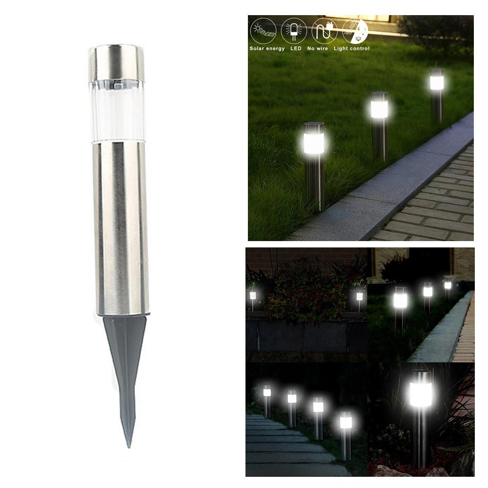 Stainless Steel Solar Powered LED Lawn Light for Outdoor Garden Decor White light #1