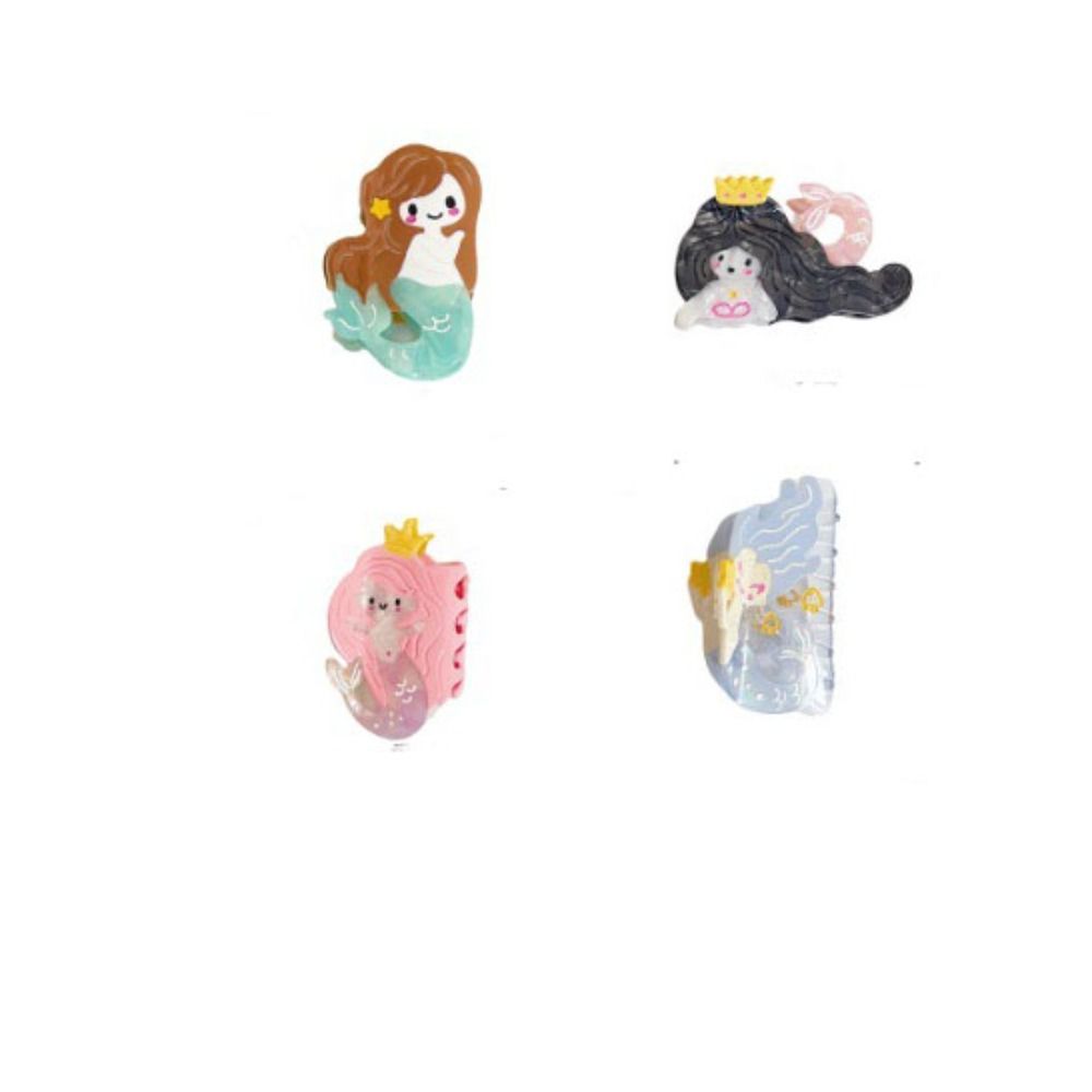 Geometry Creative Hair Claw Ponytail Clip Acetic Acid Shark Clip Cartoon Mermaid Hair Claw  Girls