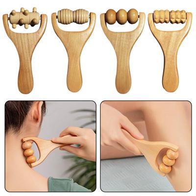 Wooden Massage Roller Body Muscle Relaxation Tool for Neck Back Legs Handheld Acupressure Stick Massager for Body Shaping Anti Cellulite Lymphatic
