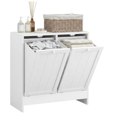 Double Hamper Laundry Storage Cabinet - White