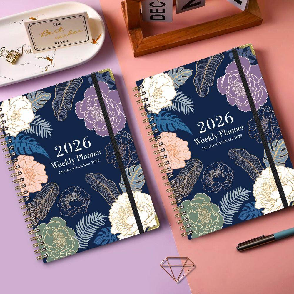 Flowers 2026 Schedule Book A5 Planner Notebook Portable Daily Planner Office Supplies