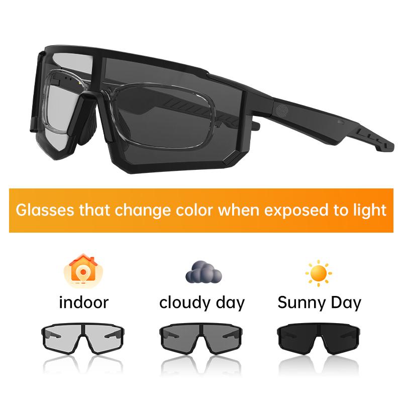 

S1 Photochromic Sports Cycling Smart Audio Sunglasses UV Protection Anti Glare Touch Control Glasses чорний