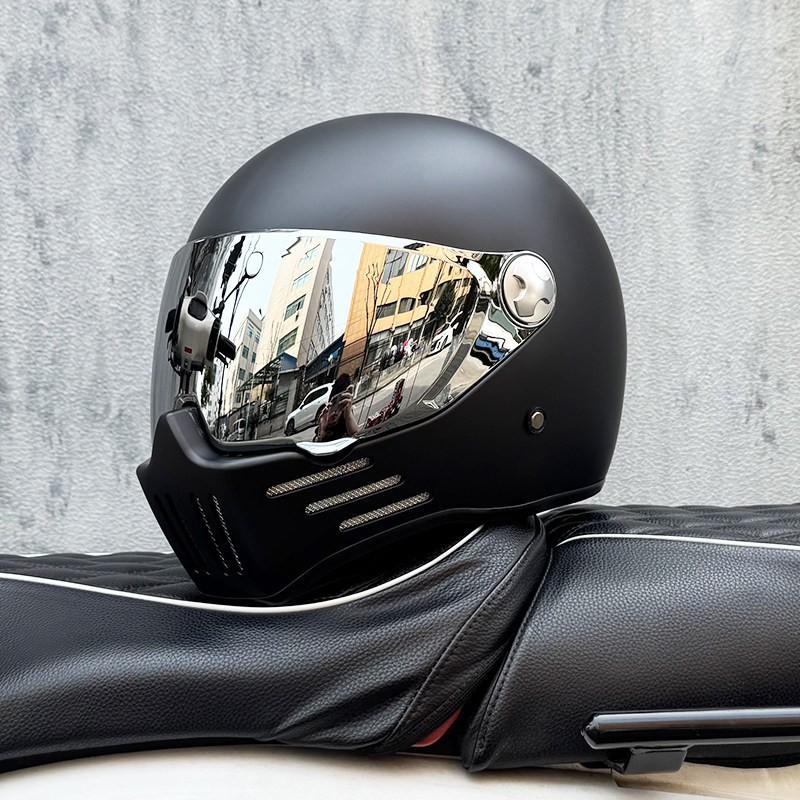 DOT ECE Certified Full Face Motorcycle Helmet Men Women Cruiser Bike ABS Shell With Bluetooth Slot Dual Lens