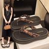 Female Leopard Print Shit Cool Slippers Step On Versatile Soft Soles, Wear Thick Soles, Beach Feeling, Casual Niche Pinch Feet, Flip-flops Flat Bottom