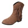 Fringe Boots Women's Winter 2025 New Plus-size British-style Thick-heeled V-mouth Booties