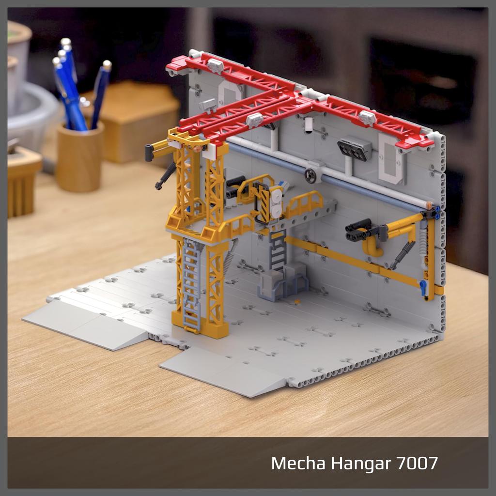 MyBuild Mecha Hangar Expansion Unit 7007 Mecha Garage Included Maintenance Tower & Access Platform Adds Modular Mecha Base Ages 16+