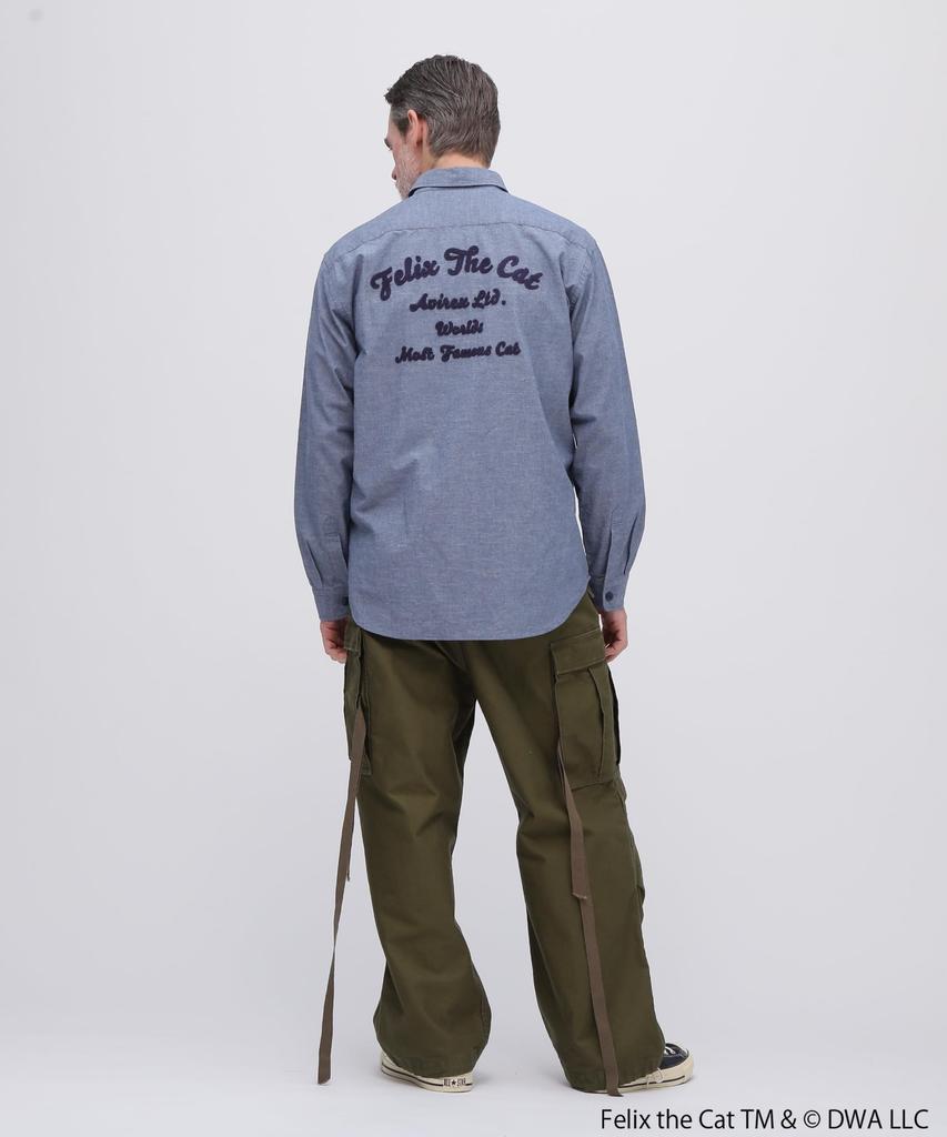 AVIREX FELIX CHAMBRAY Size SHIRT, Men's, 2XL, 367, Indigo, 783-5120008