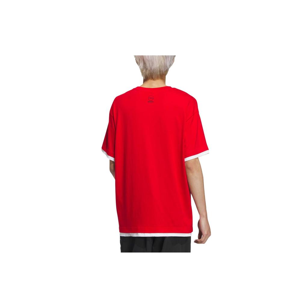 Adidas Neo Gaokao Tee Graphic Print Loose Round Neck Short Sleeve T-Shirt Unisex Tops Light-Crimson IP4043