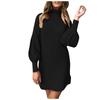 Casual Fashion Women's Thread Solid Color Round Neck Long Sleeve Hip Dress