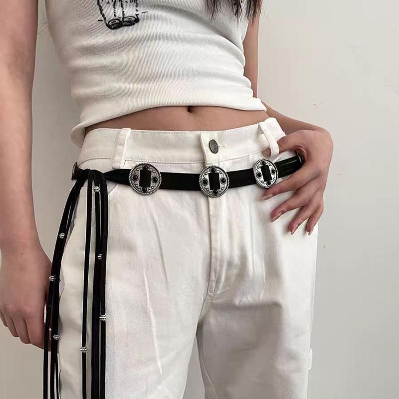 Vintage Münzgeflecht Schärpengürtel Boho Quaste Taillenband Western Geknoteter Kleidergürtel Für Damen Dekoration