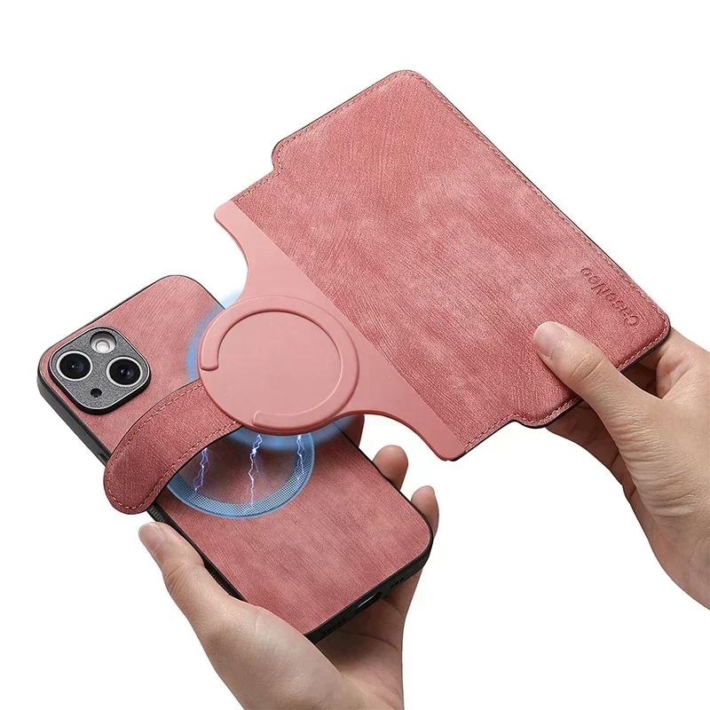 Flip PU Leather Card Holder Case for IPhone 18 17 16 15 14 13 12 11 Pro Max 17E 16E Magnetic 2 in 1 Full Protection Wallet Cover