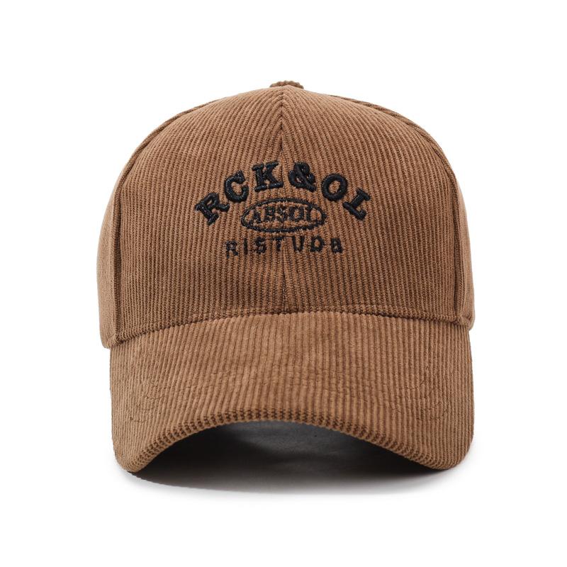Autumn Winter Women Corduroy Solid Color Baseball Cap Men Outdoor Letter Embroidery Warm Cap