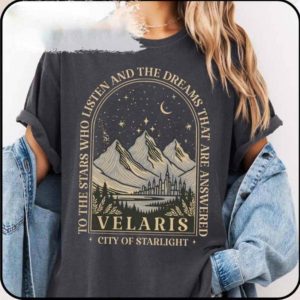 Velaris Acotar Print Shirt For Women City of Starlight Unisex Tshirt Vintage the Night Court Crewneck Bookish Top Streetwear S