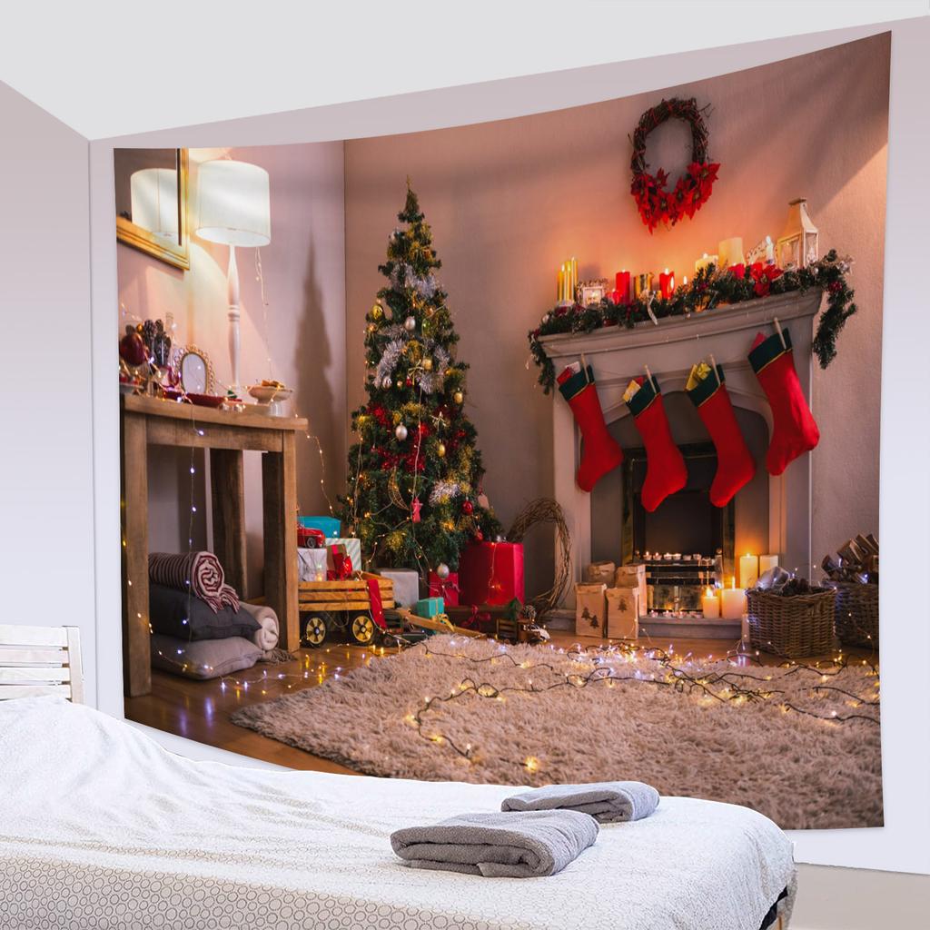 Home Decor Tapestry Christmas Tree Reindeer Snow Star Wall Tapestry Wall Hanging Room Wall Decor Backdrop Tapisserie De Noël