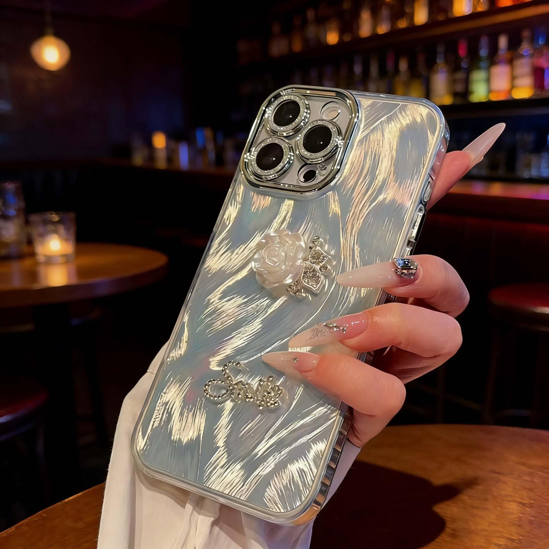 

3D Pearl Love Phone Case for iPhone 17 Pro Max/15/14 Pro/13 Pro 14 Pro