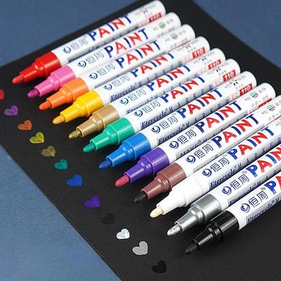Multifunktions-Metallic-Glanz-Lackmarker Faserkopf Wasserdicht Schnelltrocknender Farbmarker für die Reifenindustrie Öliger Lackausbesserungsstift