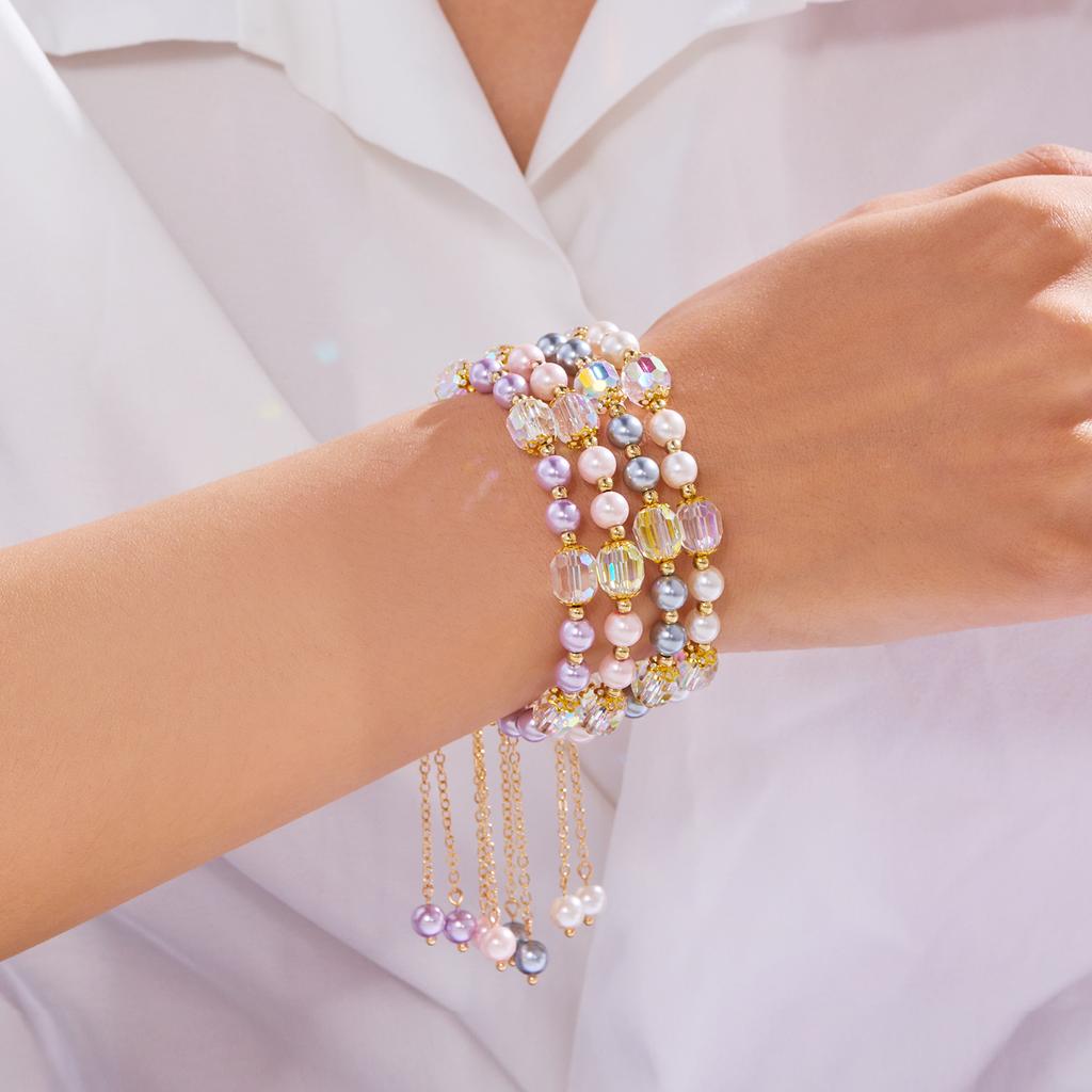 Colorful Crystal Beads Beaded Pearl Bracelet for Wedding Party Bracelet Bohemian Women Jewelry Fashion Gift