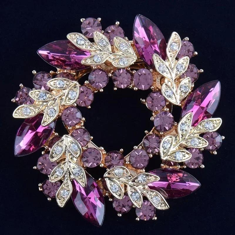 Women Summer Elegant Fashion Rhinestone Crystal Flower Wedding Bridal Bouquet Brooch Pins Brooches Accessories Creative Gifts