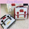 Cute Apple Pattern Pu Backpack For Women With Padded Straps For Daily Use