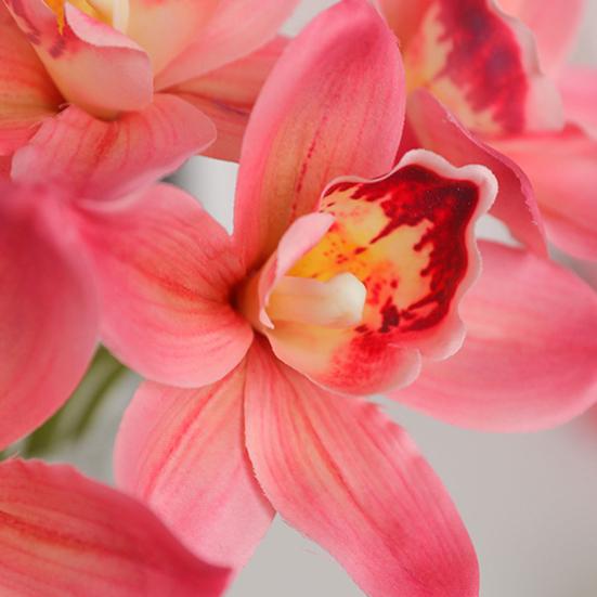 Yousheng 6Pcs Simulated Cymbidium Bouquet Real Touch Artificial Flowers No Withering Fading Vibrant Color Fake Flower