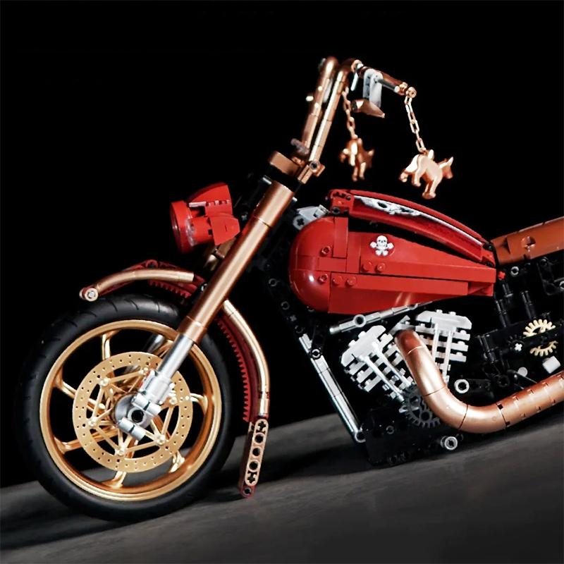 Retro Harleyed Racing Motorrad Bausteine Modell Geschwindigkeit Vintage Motorrad Ziegel Spielzeug Geschenk für Erwachsene Kinder