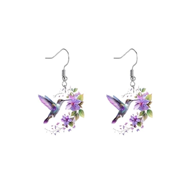 

Stylish Hummingbird Flower Design Drop Earrings in Acrylic Safe Materials Comfortable for All Day Wear Various Styles 1