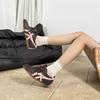 Cowhide version ~ retro contrast stitching women's leather casual sneakers soft soles comfortable ribbons