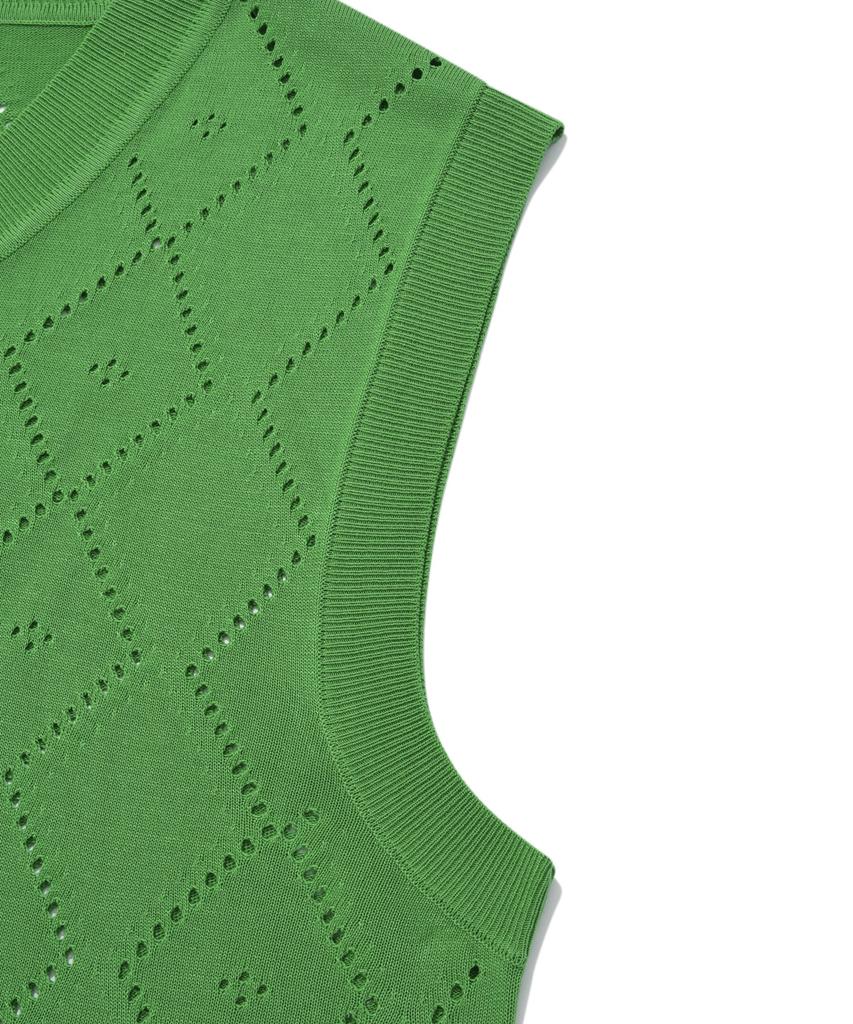 COVERNAT Argyle Scallop Knit Vest Sour Apple