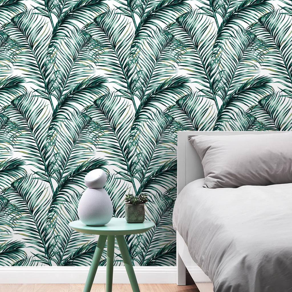 1 Stück Tropisches Palmblatt Abziehen und Aufkleben Tapete Grüne Blätter Selbstklebend Abnehmbar Heimdeko Wandverkleidung Vorkleistert