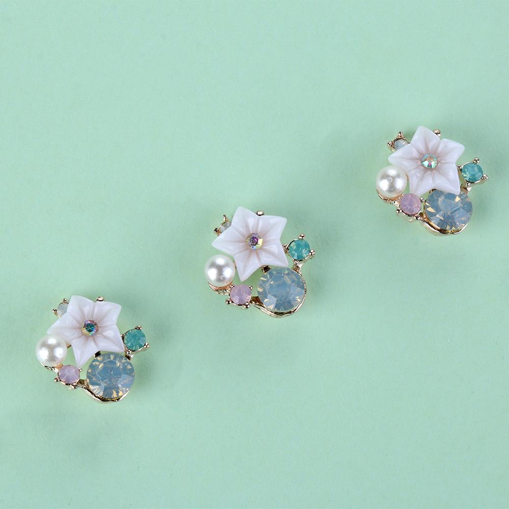 Craft Plating Flatback Pearl Buttons Flower Buckle Apparel Sewing Rhinestone Button
