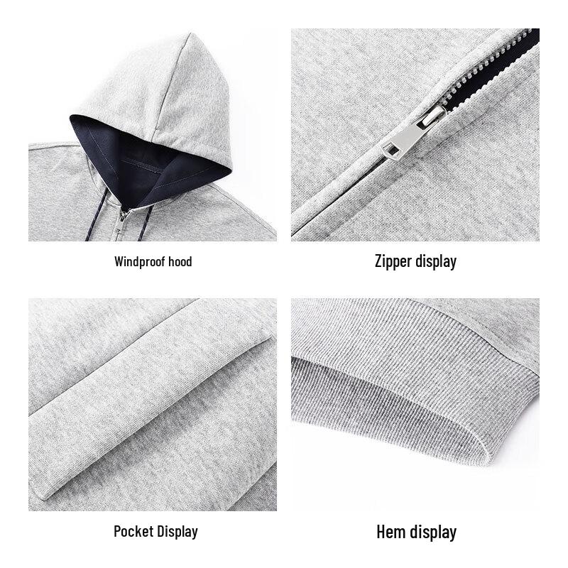 JEANSWEST Men's Autumn/Winter Heavyweight Cotton Blend Hooded Cardigan Sweatshirt