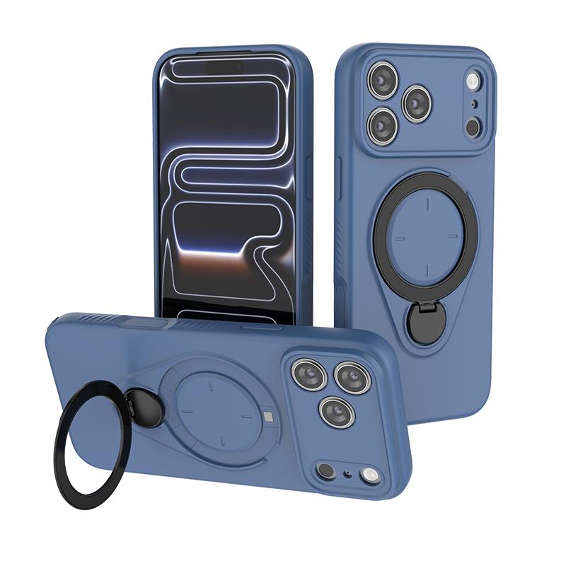 

2 IN 1 360 Ring Stand Holder For Magsafe Wireless Charge Kickstand Case For iPhone Air 17 16 Pro Max Plus Matte Armor Cover For iPhone 17