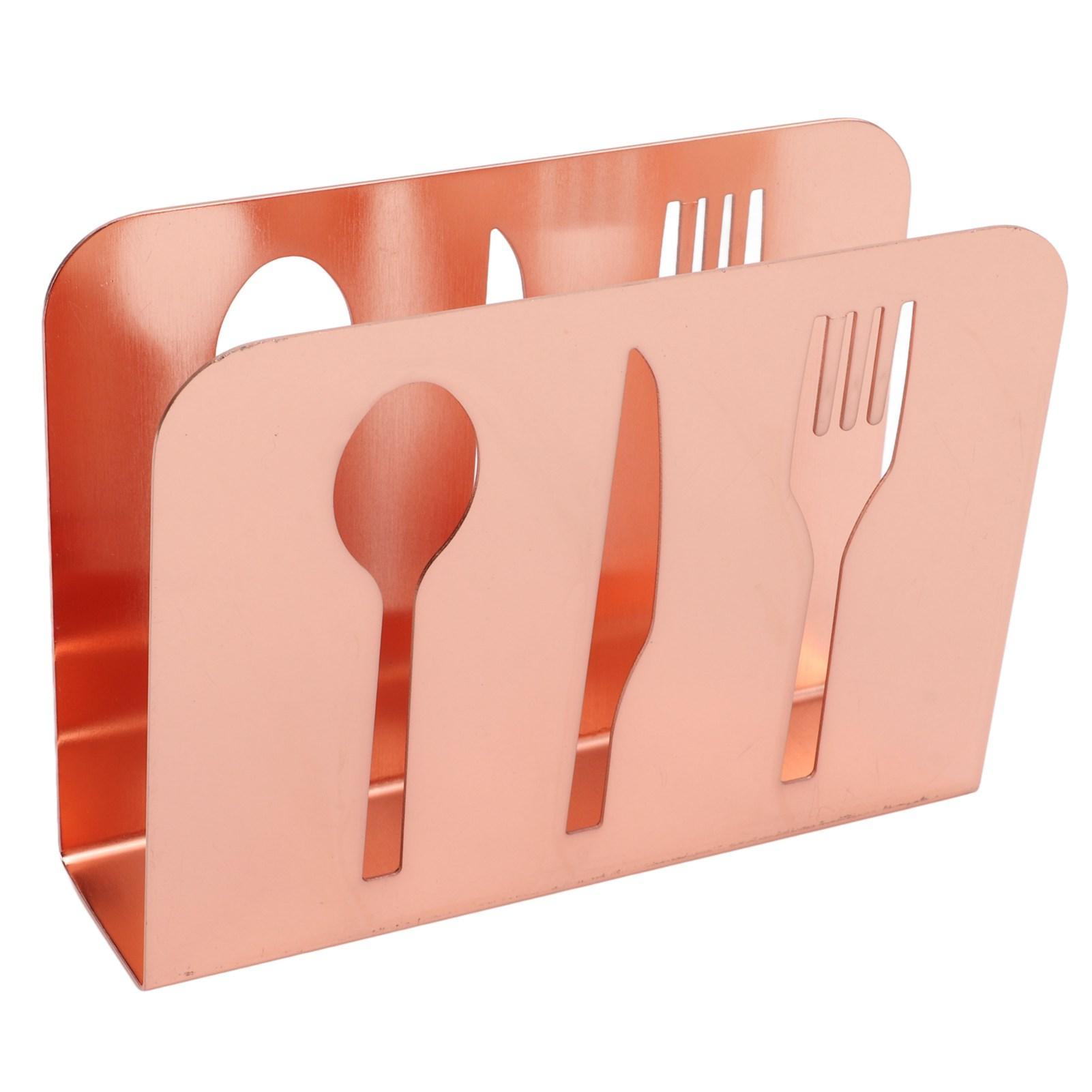 

Napkin Holder Knife Fork Cutout Pattern Freestanding Tetragonum Paper Stainless Steel Holder for Kitchen Dining