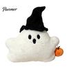 Portable Small Plush Companion Halloween Pumpkin Ghost Pillow, Cute Soft Stuffed Animal Sofa Cushion Orange And White for Living Room, Spooky Huggable