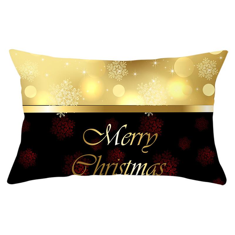 New Christmas Peach Skin Waist Pillowcase Gold Series Sofa Cushion Cover Bedside Pillow Cover